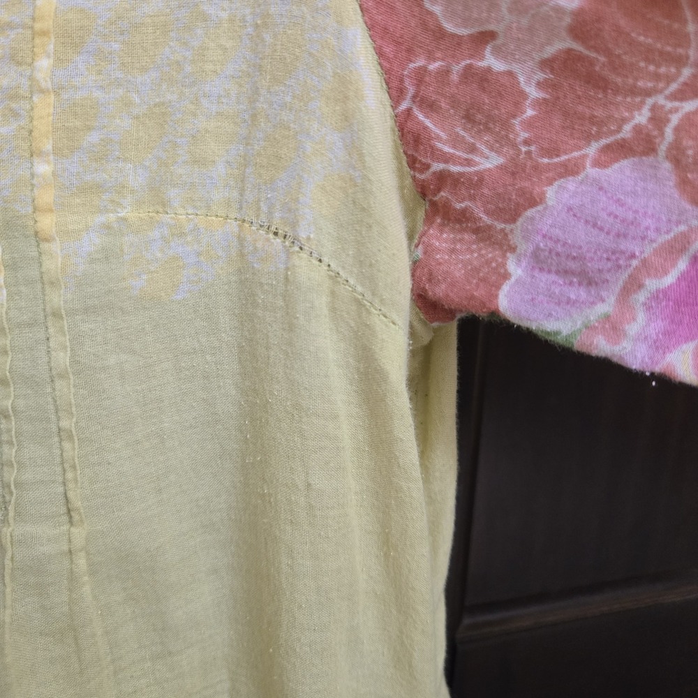 Sundance Floral Pintuck Pleated Button Up Tunic Top Boho Airy Artsy‎ Pockets L - Picture 6 of 16